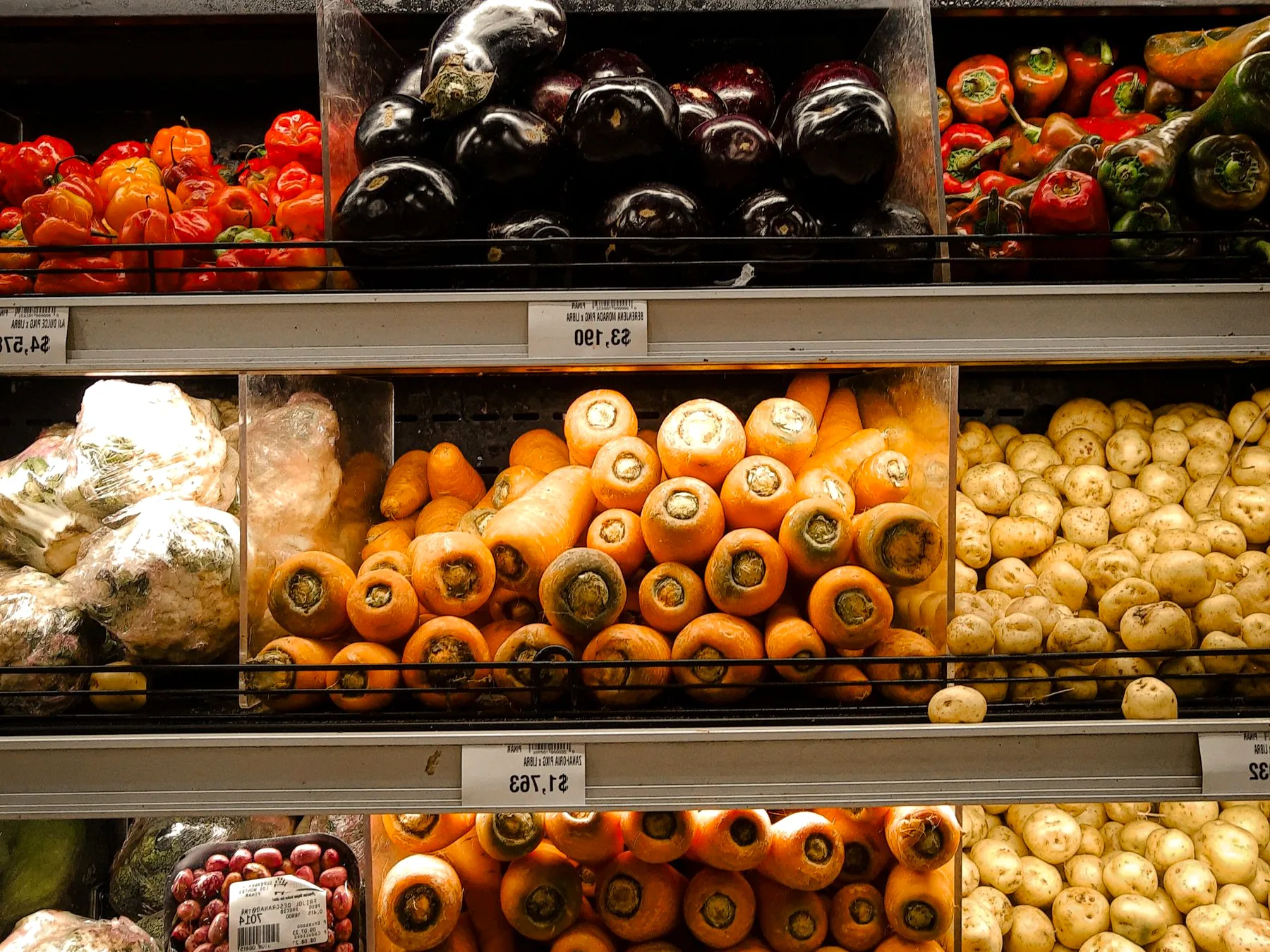 Produce arranged on the shelves at Magnolia Market